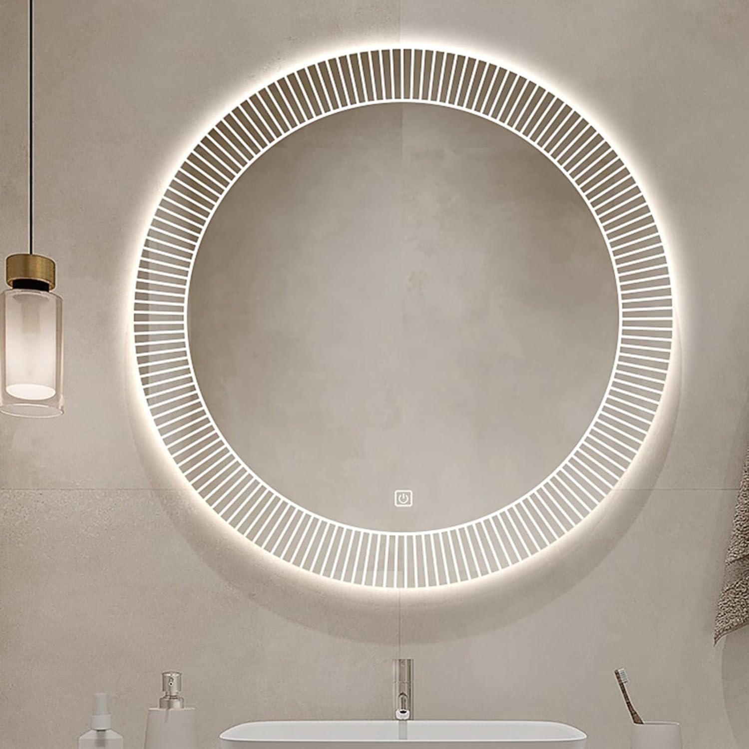 Nordic Style Smart Round Wall-Mount Mirror – 90cm